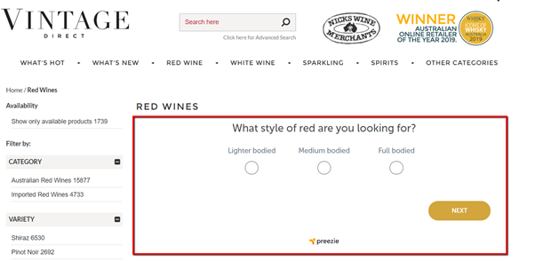 Guided Selling in eCommerce for wines