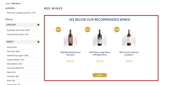 Guided Conversion Preezie Results for Wine eCommerce